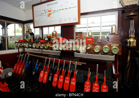 The signal box at the Bluebell railway at Sheffield Park in Sussex Stock Photo
