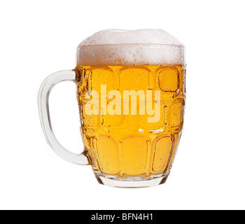 Glass of Beer Served in a Traditional English Pint Glass Stock Photo