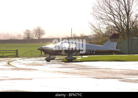 Piper PA28 Cherokee aircraft at Leicester Airport, Stoughton, Leicestershire, England, UK Stock Photo