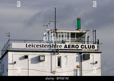 Control tower, Leicester Airport, Stoughton, Leicestershire, England, UK Stock Photo