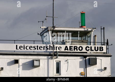 Control tower, Leicester Airport, Stoughton, Leicestershire, England, UK Stock Photo