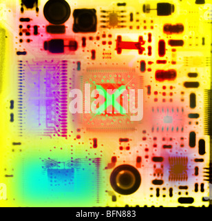 color enhanced x-ray of a computer chip Stock Photo