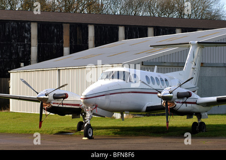 Beech Super King Air aircraft at Leicester Airport, Stoughton, Leicestershire, England, UK Stock Photo