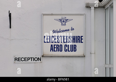 Sign at Leicester Airport, Stoughton, Leicestershire, England, UK Stock Photo