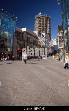 Christmas shopping in Birmingham city centre on a clear crisp winter day Stock Photo