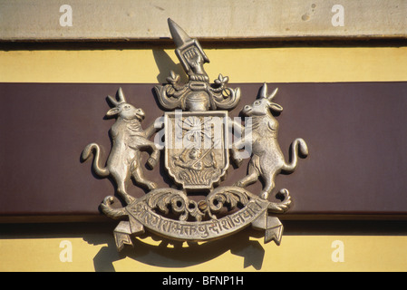 Emblem of Bundi state on compartment of luxury train palace on wheels ; Jaisalmer ; Rajasthan ; India ; asia Stock Photo