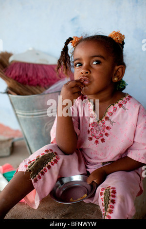 Nubian girl at a village, near Aswan, Egypt. Stock Photo