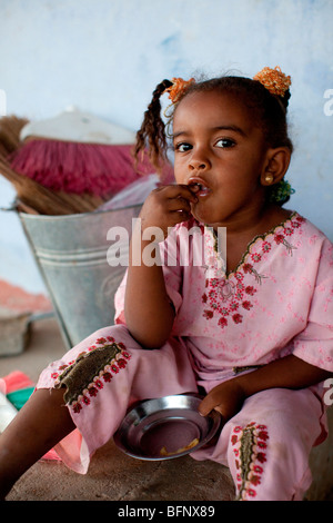 Nubian girl at a village, near Aswan, Egypt. Stock Photo