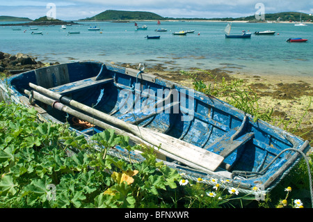 Abandoned Boat near New Grimsby on Tresco in the Isles of Scilly Stock Photo