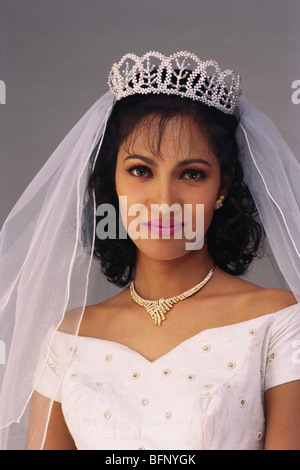 Indian bride Christian in marriage dress India MR#145 Stock Photo