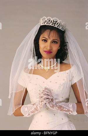 Christian Indian bride in wedding dress India MR#145 Stock Photo