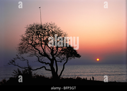 Sunset at Kappad beach near Calicut ; Kozhikode ; Kerala ; India Stock Photo