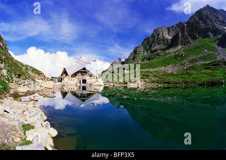 Hemkund Sahib Gurudwara under construction ; Hemkunt ; Ghangaria ; Govindghat ; Chamoli ; Uttaranchal ; Uttarakhand ; India ; Asia Stock Photo