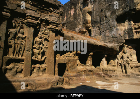 NMK 65275 : Hindu Cave No16 ; richly carved ; deities & caves ; Kailash temple ; Ellora ; Aurangabad ; Maharashtra ; India Stock Photo