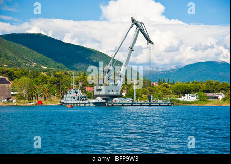 Herceg Novi and the entrence to the Bay of Kotor, Montenegro, Adriatic Sea Stock Photo