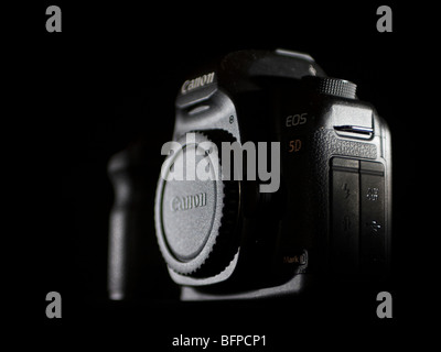 DSLR Canon 5D Mark II against black background Stock Photo