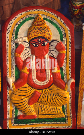 DBA 66417 : Wooden idol of god Ganesh ; India Stock Photo