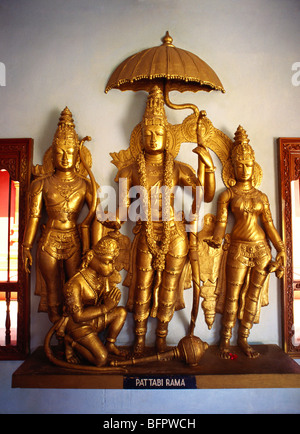 MAA 66432 : Ram Lakshman Sita and Hanuman stucco work in Sri Gokarnanatha temple ; Mangalore ; Karnataka ; India Stock Photo