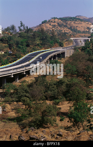 MMN 66558 : Aerial view of Mumbai Pune expressway at Khandala ; Maharashtra ; India Stock Photo