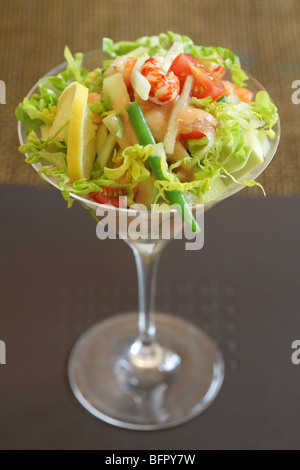 Traditional Authentic Prawn Cocktail Served In A Glass With No People Stock Photo