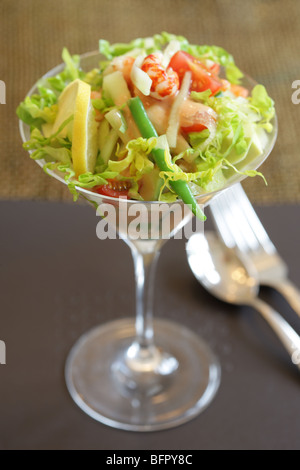 Traditional Authentic Prawn Cocktail Served In A Glass With No People Stock Photo