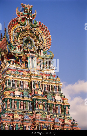 Northern gopuram of Meenakshi temple Madurai Tamil Nadu India Stock Photo