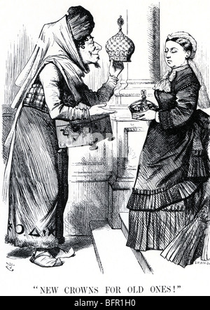 BENJAMIN DISRAELI With Queen Victoria In A Contemporary Engraving Stock   Benjamin Disrael Offers The Crown Of India To Queen Victoria After Bfr1h0 