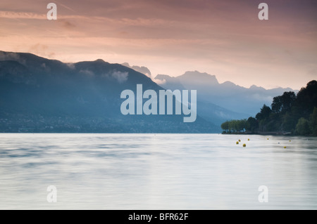 Peaceful Morning at Annecy Lake, Annecy, Haute Savoie, France Stock Photo