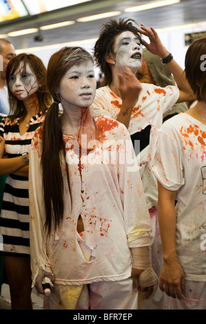 Zombie walk festival at Siam BTS, Bangkok, Thailand. Stock Photo