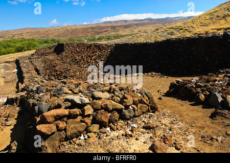 Ruins at Puukohola Heiau National Historic Site, Big Island Hawaii. Stock Photo