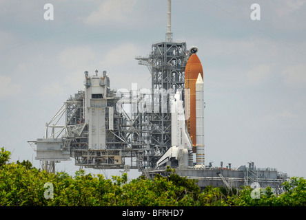 June 12, 2009 - Space Shuttle Endeavour is in place at Launch Pad 39A at the Kennedy Space Center in Cape Canaveral, Florida. Stock Photo