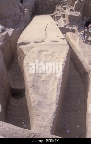 Unfinished obelisk in ancient granite quarry Aswan Egypt Abandoned because of a crack Stock Photo