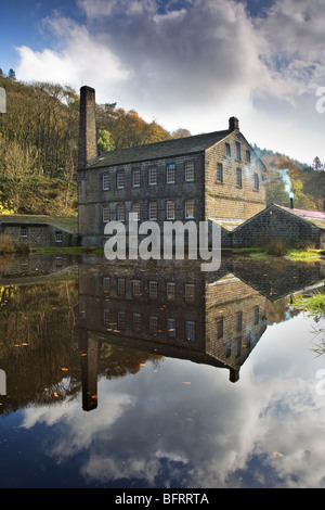 Gibson Mill and Millpond at Hardcastle Crags, Cragvale, near Heptonstall, West Yorkshire, UK, Totally run on renewable energy Stock Photo