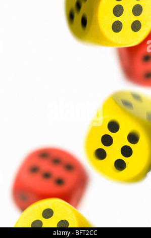 Red and Yellow Dice Stock Photo