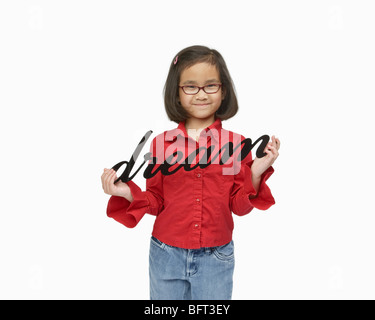 Girl Holding Dream Sign Stock Photo