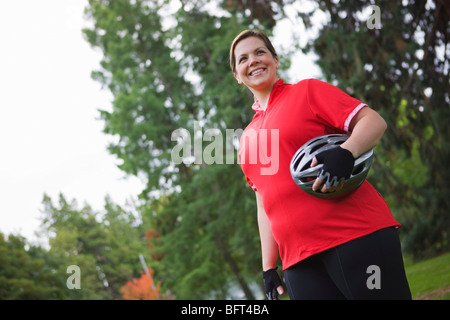 Portrait of Woman Ready to go Cycling Stock Photo