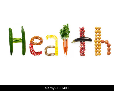 Fruit and vegetables spelling the word veg Stock Photo - Alamy