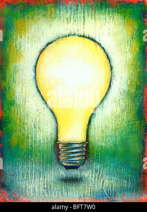 Painting of an Incandescent Lightbulb Stock Photo
