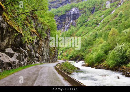 Laerdal River and Svartegjel Gorge, Norway Stock Photo