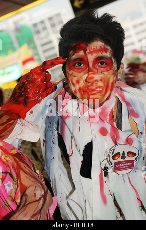 Portrait of Zombie at Zombie walk festival at Siam BTS, Bangkok, Thailand. Stock Photo