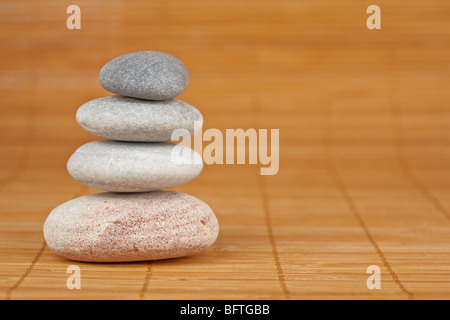 Stack of balanced stones with shallow depth of field Stock Photo