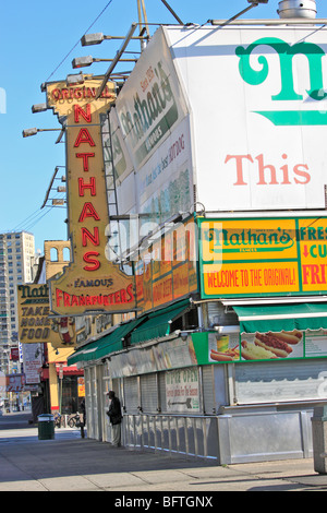 Nathan's Famous, a historic fast food diner specialising in hotdogs on ...