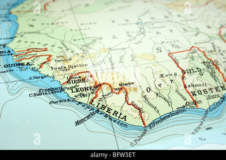 Sierra Leone and Liberia, the way we looked at it in 1949. Stock Photo