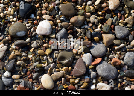 A close up shot of shingles on the beach of Chalkos, Kythira, Greece. Stock Photo