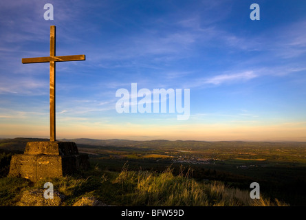 Cross on Summit of Brownswood Hill, Above Portlaw, County Waterford, Ireland Stock Photo