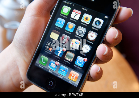 Home screen of Apple iPhone Stock Photo