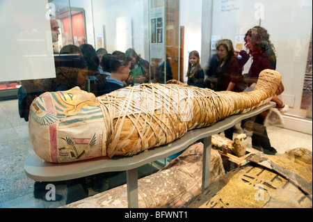 Egyptian mummies in the British Museum, London, England, UK Stock Photo