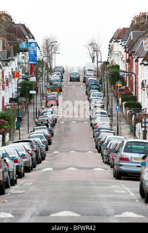 Speed bumps on residential road in Haringey, London, England, UK Stock Photo