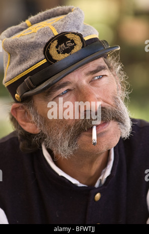 Scenes from a Civil War re-enactment of the Battle of Gettysburg; portrait of a Union soldier Stock Photo