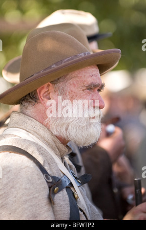 Scenes from a Civil War re-enactment of the Battle of Gettysburg; Confederate soldier Stock Photo